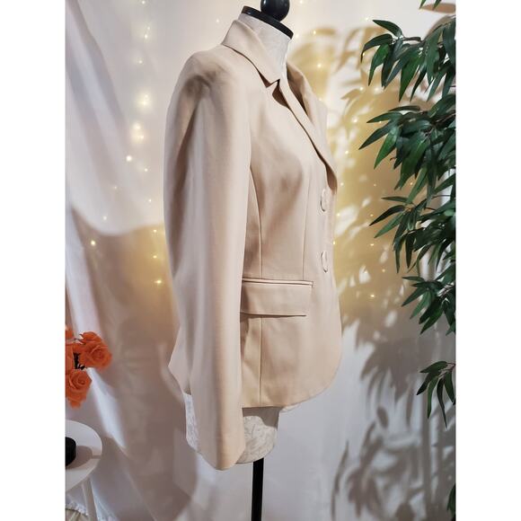 Lafayette 148 New York Virgin Wool Stretch Blazer Womens Size 4P Beige Career - Picture 4 of 9